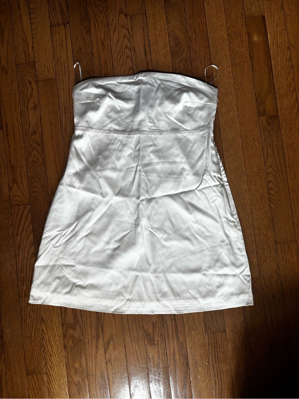 White Strapless Mini Dress with Spaghetti Straps